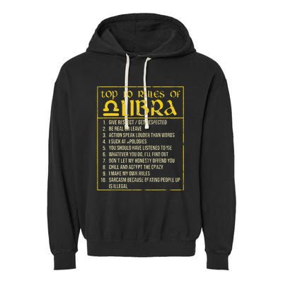 Top 10 Rules Libra Zodiac Sign September October Birthday Garment-Dyed Fleece Hoodie