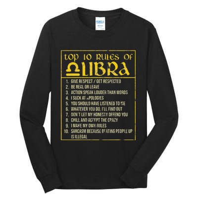 Top 10 Rules Libra Zodiac Sign September October Birthday Tall Long Sleeve T-Shirt