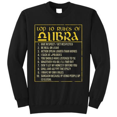 Top 10 Rules Libra Zodiac Sign September October Birthday Tall Sweatshirt