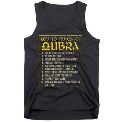 Top 10 Rules Libra Zodiac Sign September October Birthday Tank Top