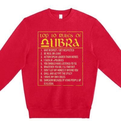 Top 10 Rules Libra Zodiac Sign September October Birthday Premium Crewneck Sweatshirt