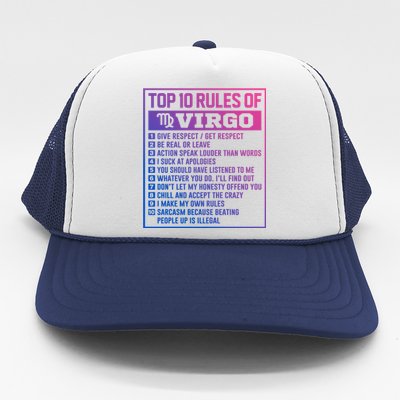 Top 10 Rules Of Virgo Birthday Horoscope Gift Trucker Hat