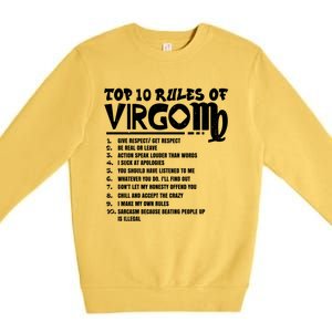 Top 10 Rules Of Virgo Zodiac Birthday Funny Gift Premium Crewneck Sweatshirt