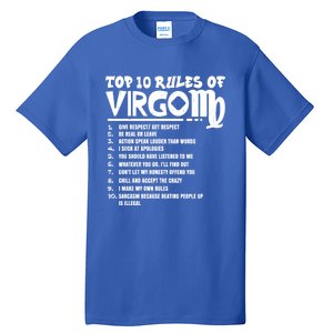 Top 10 Rules Of Virgo Zodiac Birthday Funny Gift Tall T-Shirt