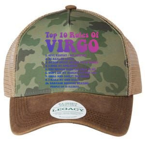 Top 10 Rules Of Virgo Zodiac Cute Funny Virgo Tee Horoscope Funny Gift Legacy Tie Dye Trucker Hat