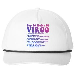 Top 10 Rules Of Virgo Zodiac Cute Funny Virgo Tee Horoscope Funny Gift Snapback Five-Panel Rope Hat