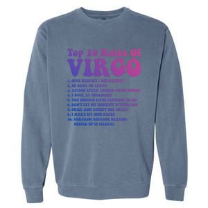 Top 10 Rules Of Virgo Zodiac Cute Funny Virgo Tee Horoscope Funny Gift Garment-Dyed Sweatshirt