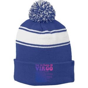 Top 10 Rules Of Virgo Zodiac Cute Funny Virgo Tee Horoscope Funny Gift Stripe Pom Pom Beanie