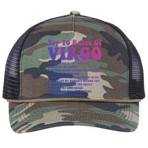 Top 10 Rules Of Virgo Zodiac Cute Funny Virgo Tee Horoscope Funny Gift Retro Rope Trucker Hat Cap