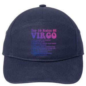 Top 10 Rules Of Virgo Zodiac Cute Funny Virgo Tee Horoscope Funny Gift 7-Panel Snapback Hat