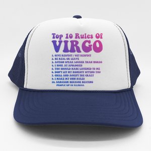 Top 10 Rules Of Virgo Zodiac Cute Funny Virgo Tee Horoscope Funny Gift Trucker Hat