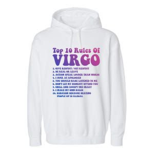 Top 10 Rules Of Virgo Zodiac Cute Funny Virgo Tee Horoscope Funny Gift Garment-Dyed Fleece Hoodie