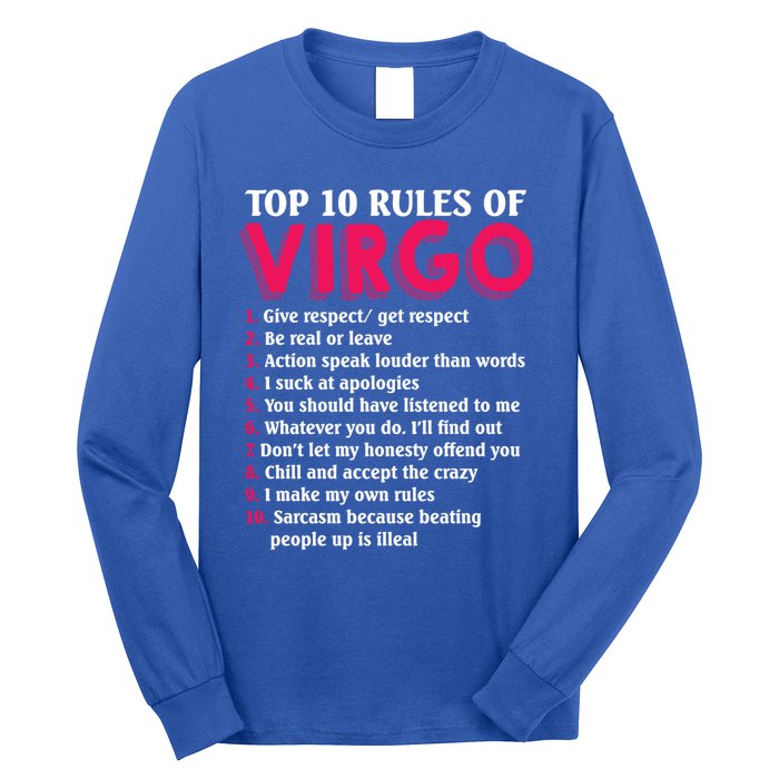 Top 10 Rules Of Virgo Zodiac Sign Great Gift Long Sleeve Shirt