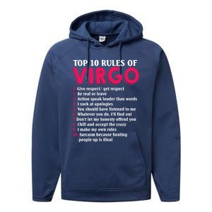 Top 10 Rules Of Virgo Zodiac Sign Great Gift Performance Fleece Hoodie