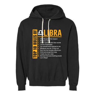 Top 10 Rules Of Libra Birthday Funny Gift Great Gift Meaningful Gift Garment-Dyed Fleece Hoodie