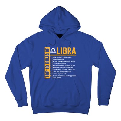 Top 10 Rules Of Libra Birthday Funny Gift Great Gift Meaningful Gift Hoodie