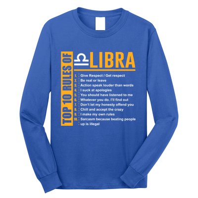 Top 10 Rules Of Libra Birthday Funny Gift Great Gift Meaningful Gift Long Sleeve Shirt