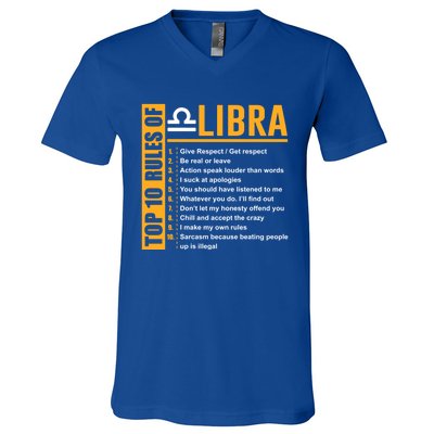 Top 10 Rules Of Libra Birthday Funny Gift Great Gift Meaningful Gift V-Neck T-Shirt