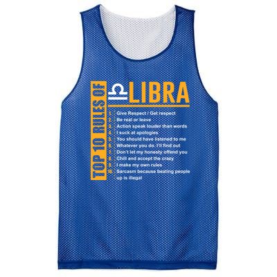 Top 10 Rules Of Libra Birthday Funny Gift Great Gift Meaningful Gift Mesh Reversible Basketball Jersey Tank