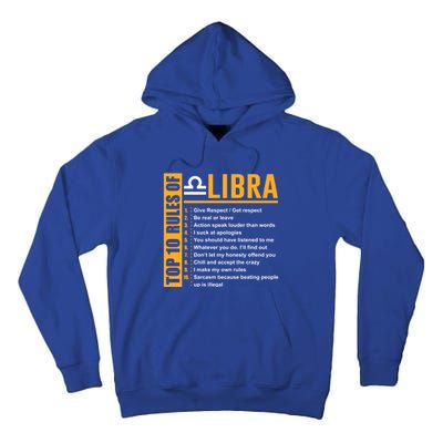 Top 10 Rules Of Libra Birthday Funny Gift Great Gift Meaningful Gift Tall Hoodie