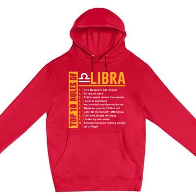 Top 10 Rules Of Libra Birthday Funny Gift Great Gift Meaningful Gift Premium Pullover Hoodie