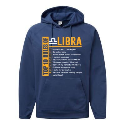 Top 10 Rules Of Libra Birthday Funny Gift Great Gift Meaningful Gift Performance Fleece Hoodie