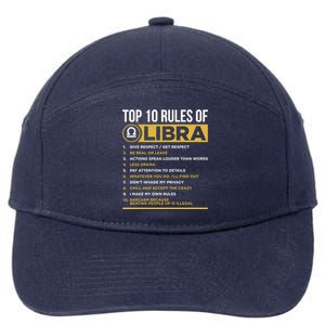 Top 10 Rules Of Libra Facts Traits Horoscope Zodiac Funny Gift 7-Panel Snapback Hat