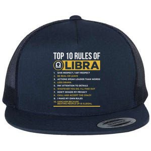 Top 10 Rules Of Libra Facts Traits Horoscope Zodiac Funny Gift Flat Bill Trucker Hat