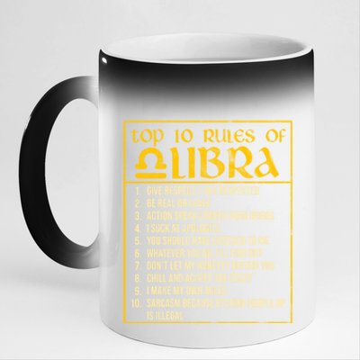 Top 10 Rules Libra Zodiac Sign September October Birthday Gift 11oz Black Color Changing Mug