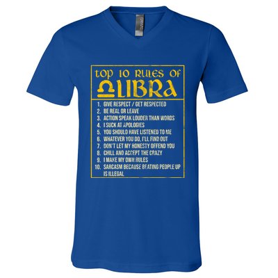 Top 10 Rules Libra Zodiac Sign September October Birthday Gift V-Neck T-Shirt