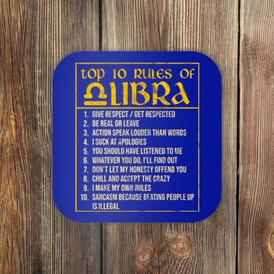 Top 10 Rules Libra Zodiac Sign September October Birthday Gift Coaster