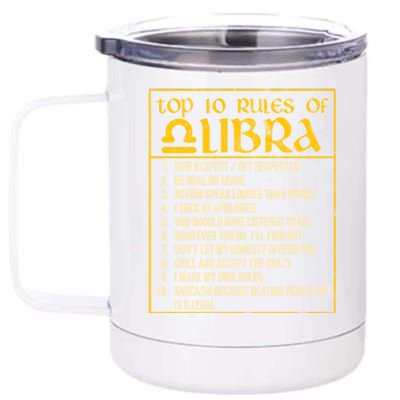 Top 10 Rules Libra Zodiac Sign September October Birthday Gift 12 oz Stainless Steel Tumbler Cup