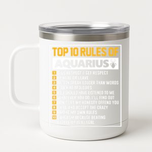 Top 10 Rules Of Aquarius Birthday Horoscope Gift 12 oz Stainless Steel Tumbler Cup