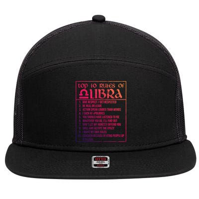 Top 10 Rules Libra Zodiac Sign September October Birthday Meaningful Gift 7 Panel Mesh Trucker Snapback Hat