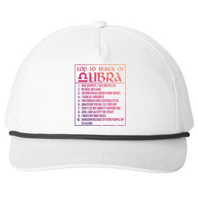 Top 10 Rules Libra Zodiac Sign September October Birthday Meaningful Gift Snapback Five-Panel Rope Hat