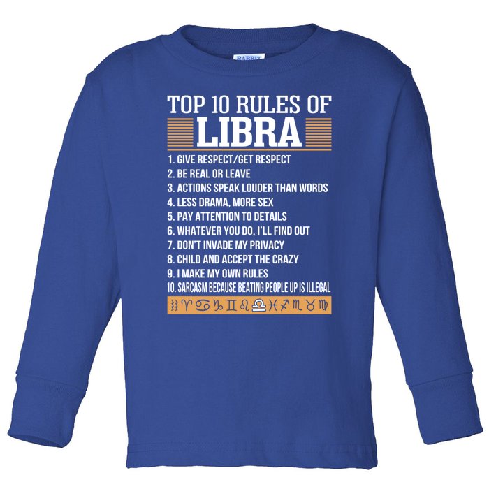 Top 10 Rules Of Libra Zodiac Give Respect Get Respect Gift Toddler Long Sleeve Shirt