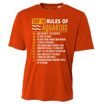 Top 10 Rules Of Aquarius Give Respect Get Respect Birthday Gift Cooling Performance Crew T-Shirt