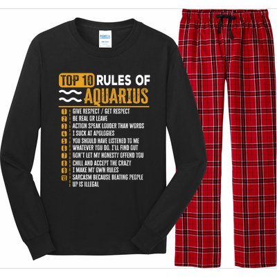 Top 10 Rules Of Aquarius Give Respect Get Respect Birthday Gift Long Sleeve Pajama Set