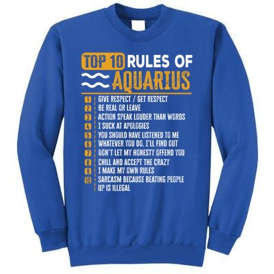 Top 10 Rules Of Aquarius Give Respect Get Respect Birthday Gift Sweatshirt