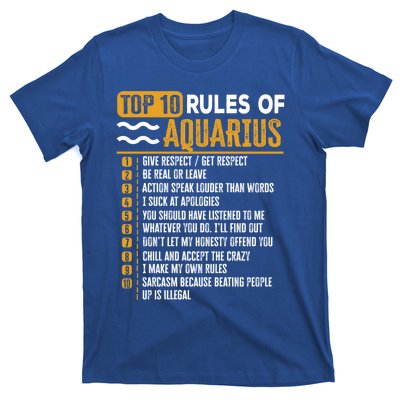 Top 10 Rules Of Aquarius Give Respect Get Respect Birthday Gift T-Shirt