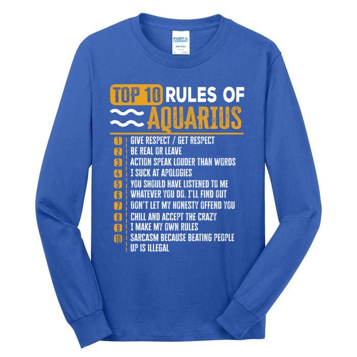 Top 10 Rules Of Aquarius Give Respect Get Respect Birthday Gift Tall Long Sleeve T-Shirt