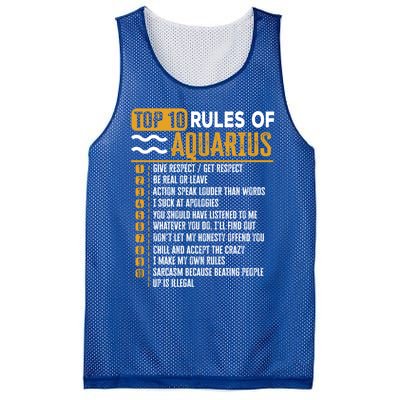 Top 10 Rules Of Aquarius Give Respect Get Respect Birthday Gift Mesh Reversible Basketball Jersey Tank