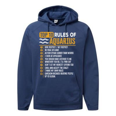 Top 10 Rules Of Aquarius Give Respect Get Respect Birthday Gift Performance Fleece Hoodie