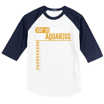 Top 10 Rules Of Aquarius Give Respect Get Respect Birthday Gift Baseball Sleeve Shirt