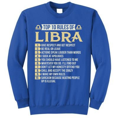 Top 10 Rules Of Libra Astrology Horoscope Zodiac Sign Gift Tall Sweatshirt