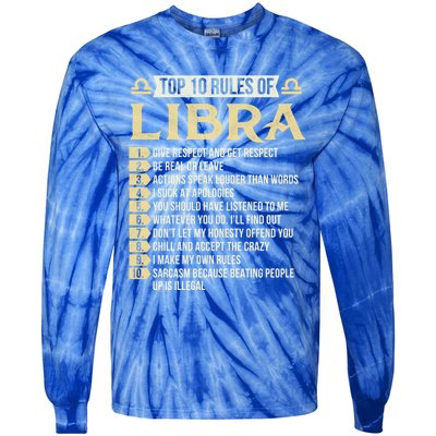 Top 10 Rules Of Libra Astrology Horoscope Zodiac Sign Gift Tie-Dye Long Sleeve Shirt