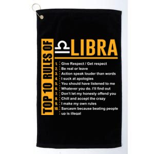 Top 10 Rules Of Libra Birthday Funny Gift Funny Gift Meaningful Gift Platinum Collection Golf Towel