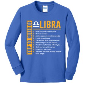 Top 10 Rules Of Libra Birthday Funny Gift Funny Gift Meaningful Gift Kids Long Sleeve Shirt