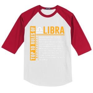 Top 10 Rules Of Libra Birthday Funny Gift Funny Gift Meaningful Gift Kids Colorblock Raglan Jersey