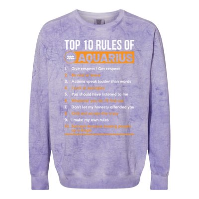 Top 10 Rules Of Aquarius Zodiac Horoscope Birthday Cool Gift Colorblast Crewneck Sweatshirt